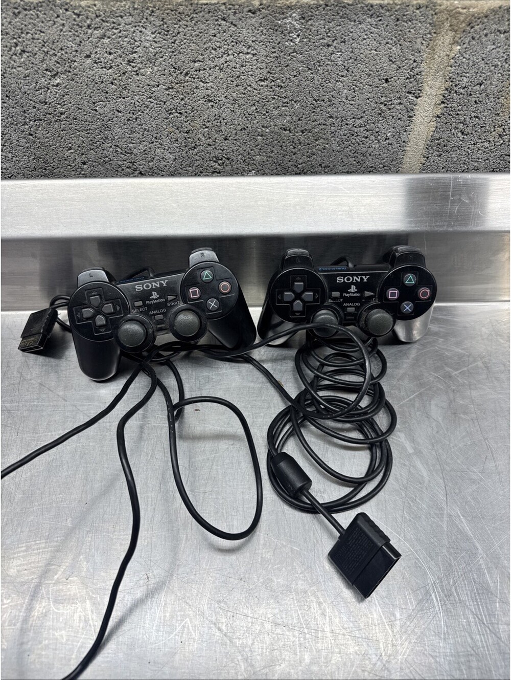 SONY PlayStation 2 Analog Controller SCPH-10010 Black Lot of 2 PS2